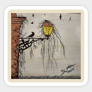 A Crow on a Lamp Post Sticker